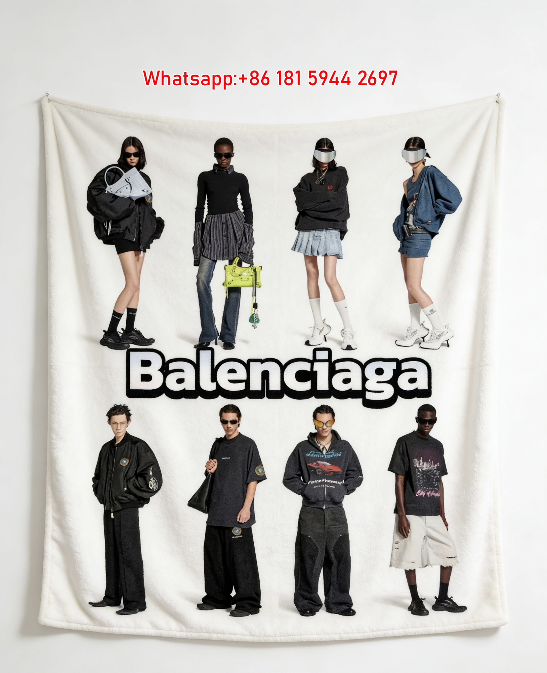 Balenciaga Fashion Print Flannel Fleece Throw Blanket Sofa Cover BA342